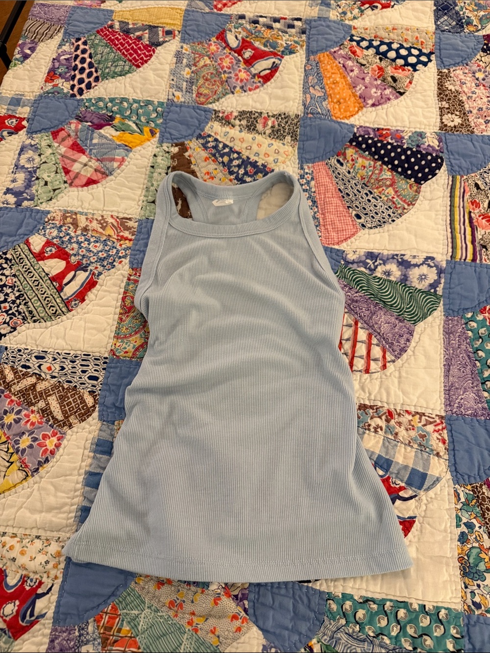 Light Blue Ribbed Tank Top - Girls